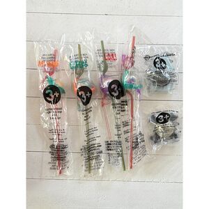 Vintage 1996 Taco Bell Halloween Monster Eyes Lot 4 Crazy Straws 2 Roller Bases
